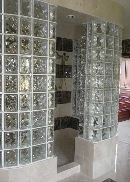 Glass Block Shower Walls - Photo of a beautiful shower wall built by A Glass Block Vision.