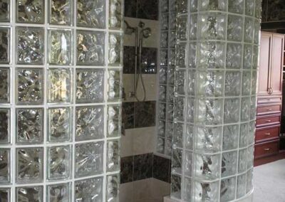 Glass Block Shower Wall Project - Photo of a beautiful glass block show wall project built by A Glass Block Vision.