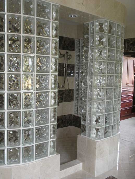 Glass Block Shower Wall Project - Photo of a beautiful glass block show wall project built by A Glass Block Vision.